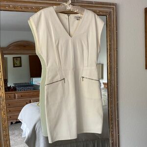 Forever 21 Cream Sheath Dress V-Neck Sleeveless